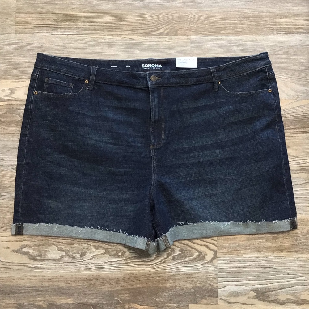 Sonoma Plus Medium Wash High Rise Denim Shorts 28W NWT